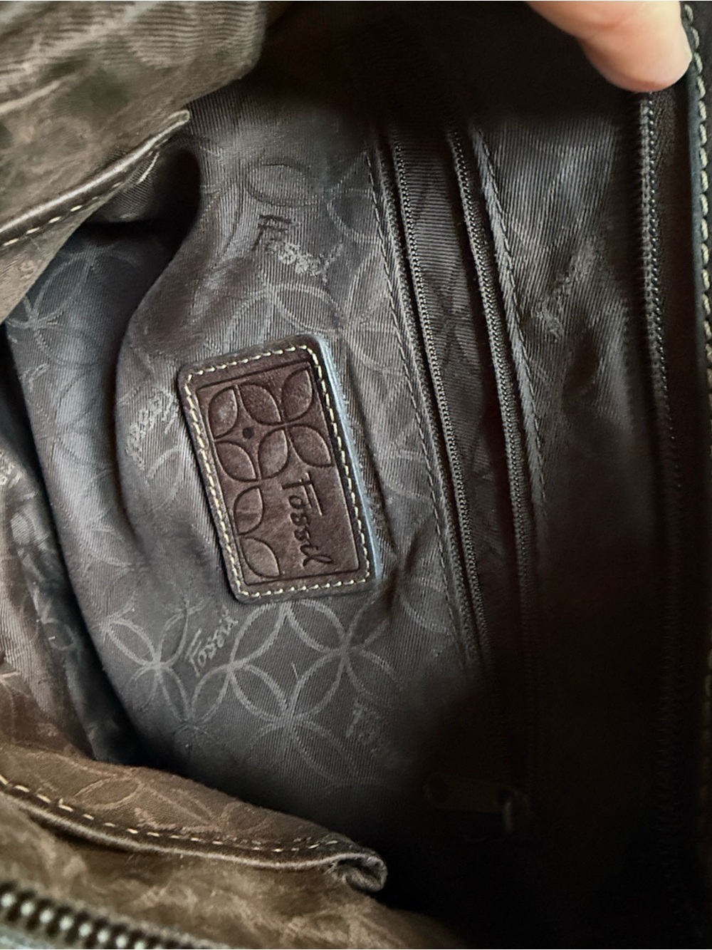 Fossil Brown Leather Crossbody Bag Multi Pocket Buckle Sides Key Charm - Picture 7 of 8